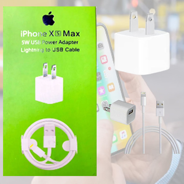 Phone X Max 5W USB Power Adapter Lightning to USB Cable