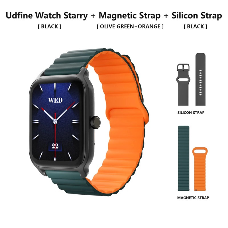 Udfine Watch Starry 1.8” HD Display Bluetooth Call Alexa Smartwatch Double Straps – Black Color (Copy)