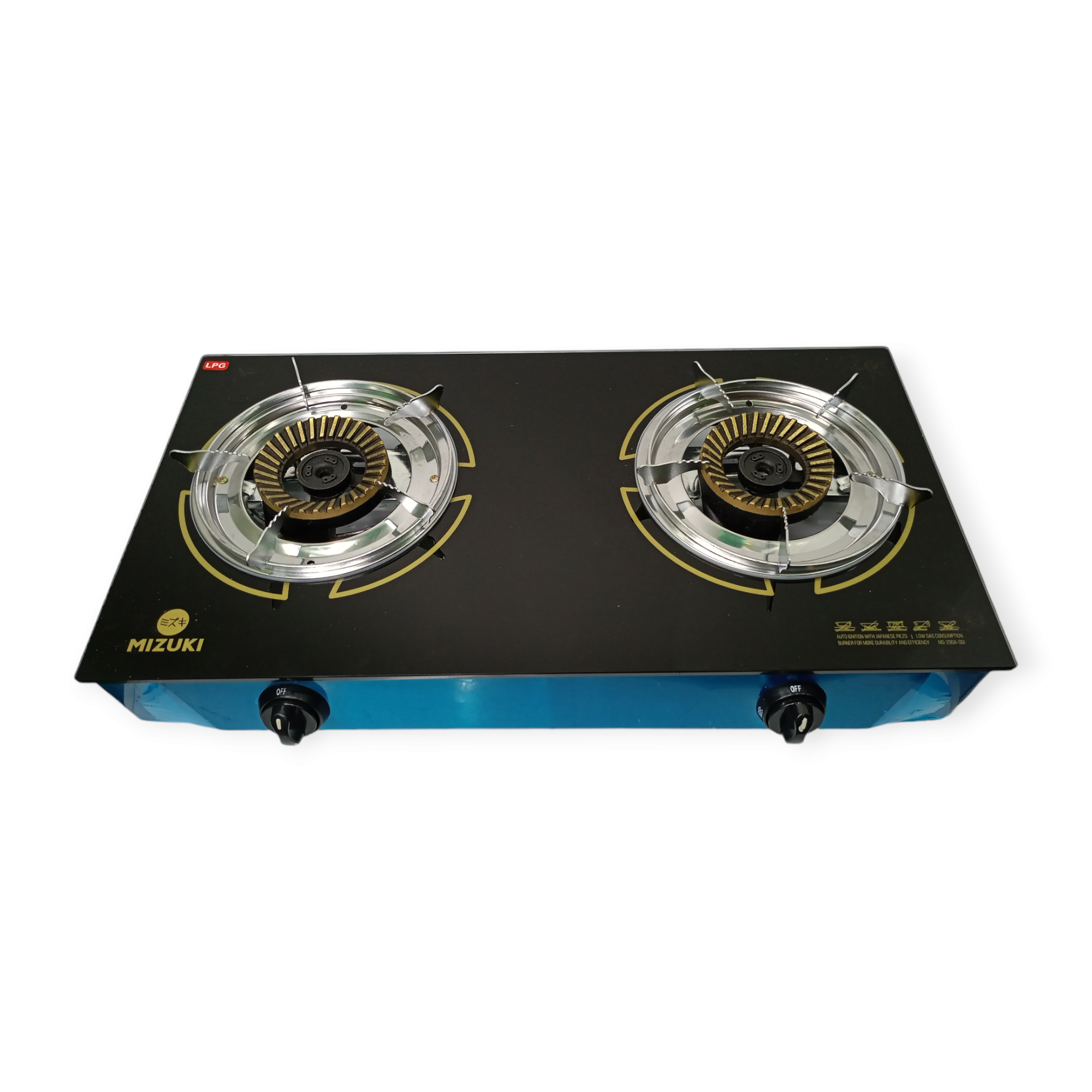 GLASS TOP GAS STOVE -DOUBLE REMOVABLE IRON CAP-120*120MM(MG -290A)